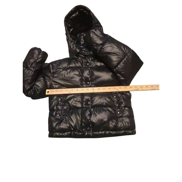 Sam Edelman Puffer Jacket Shiny With Detachable Hood Kids Black Size S 7/8 - Picture 6 of 14